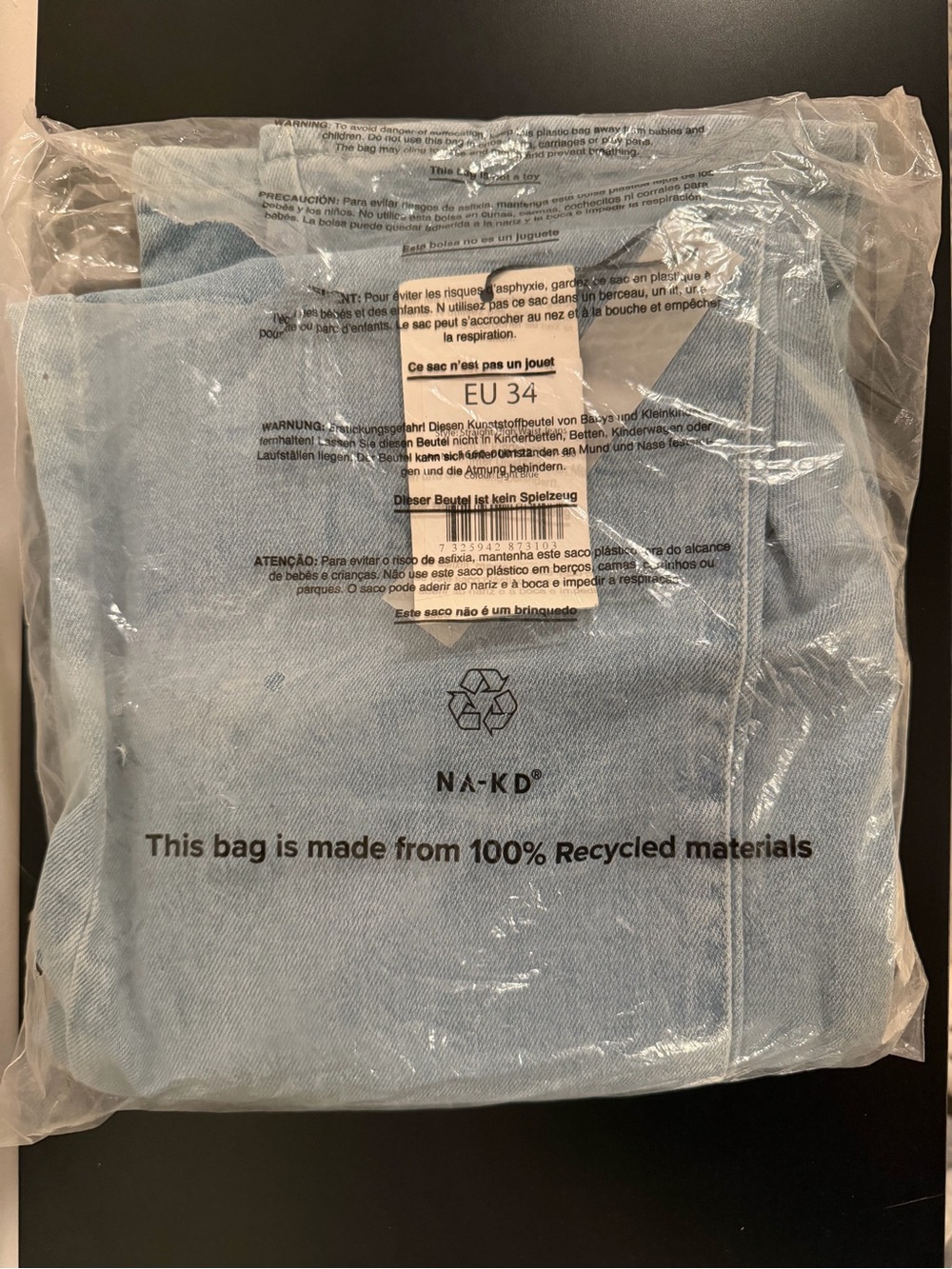 NA-KD Light Wash Denim Straight Jeans